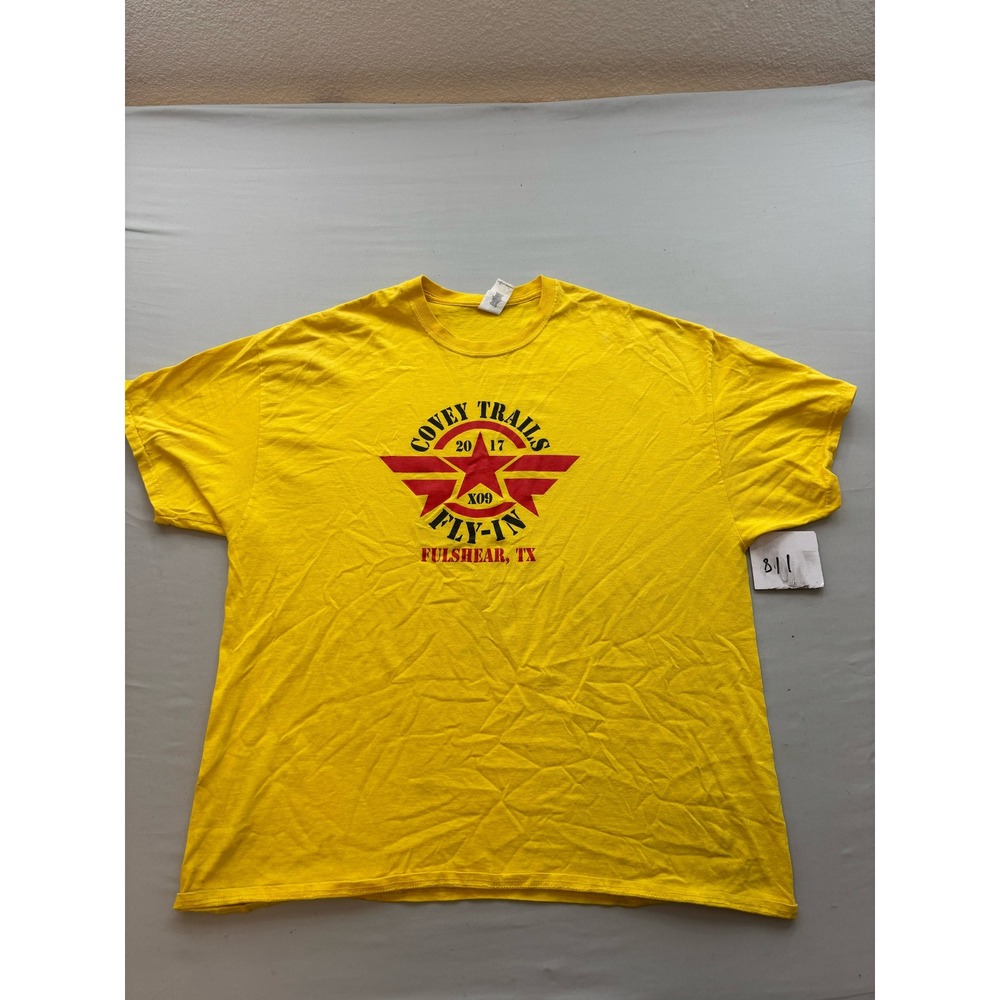 Gildan Covey Trails Fly-In 2017 Fulshear Texas Graphic T-Shirt Yellow Mens 2XL